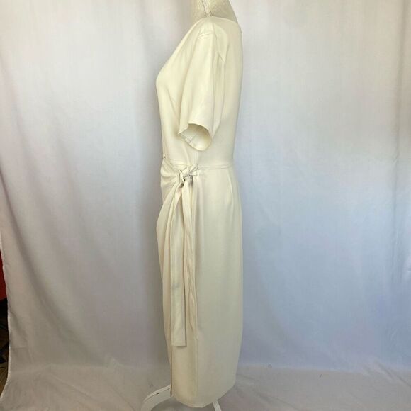 NWT Polo Ralph Lauren Midi Dress Cream White Faux Wrap Women 4 Classy Designer - Picture 4 of 17